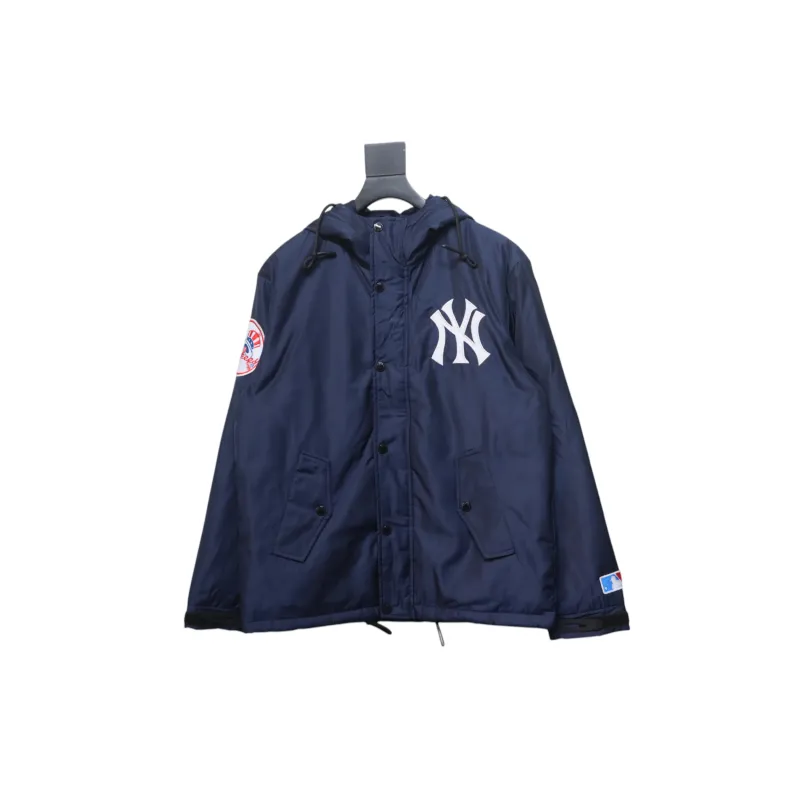 Supreme x MLB 24FW Co-Branded Hooded Zip-Up Jacket Blue