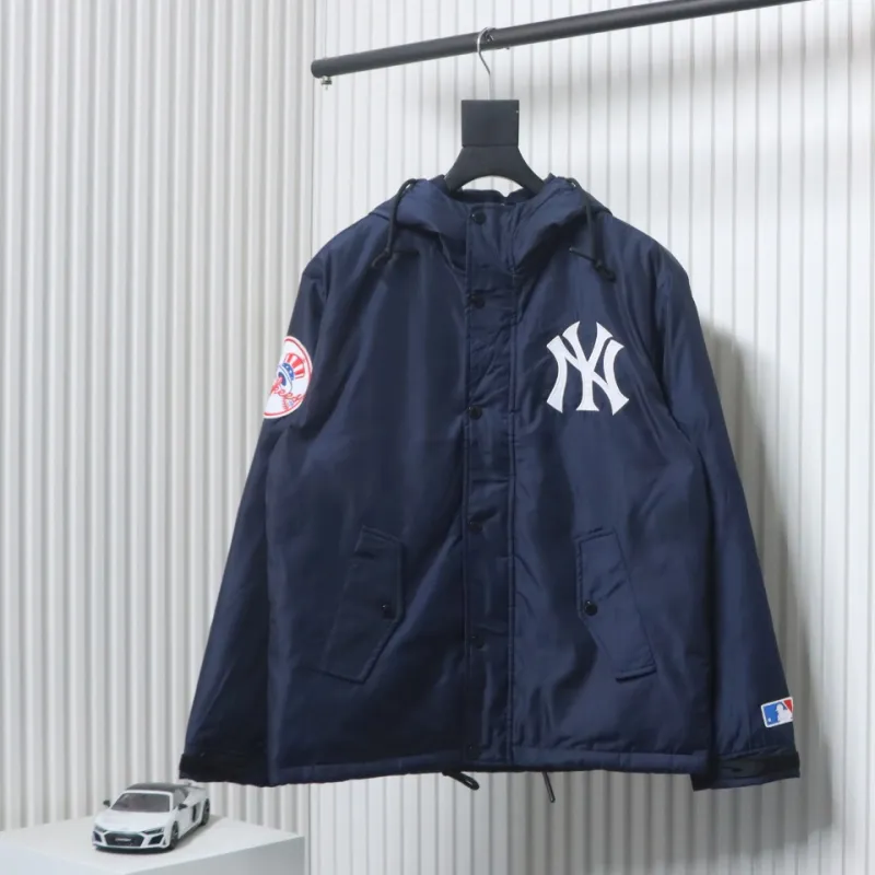 Supreme x MLB 24FW Co-Branded Hooded Zip-Up Jacket Blue