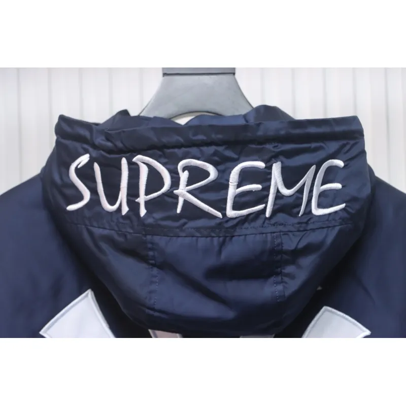 Supreme x MLB 24FW Co-Branded Hooded Zip-Up Jacket Blue