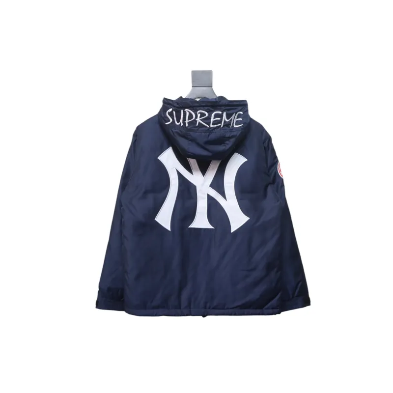 Supreme x MLB 24FW Co-Branded Hooded Zip-Up Jacket Blue