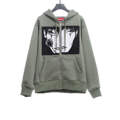 Supreme x The Crow Zip-Up Hoodie Grey Green 01