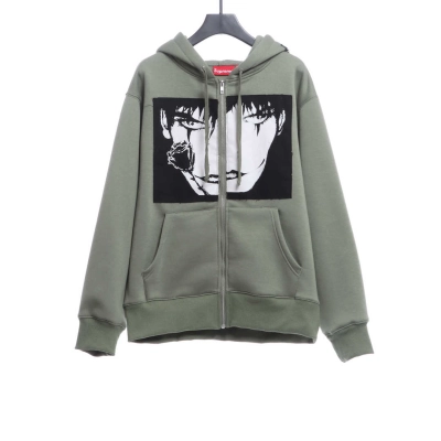Supreme x The Crow Zip-Up Hoodie Grey Green 01