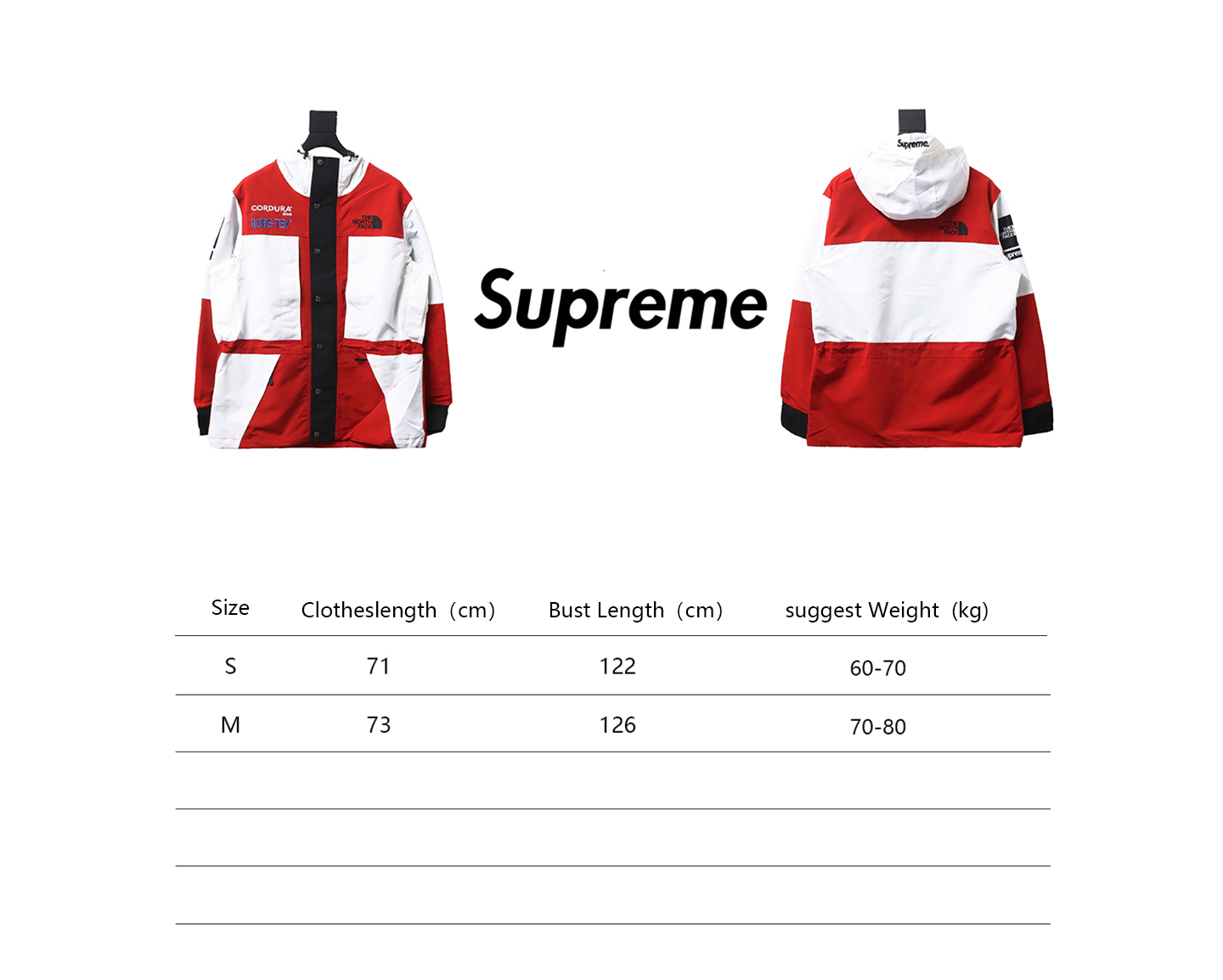 Supreme x The North Face 18Fw SUP Outdoor Color Matching Jacket White Red