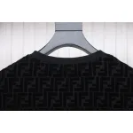 Fendi 22FW Black FF Pique Flocking Long Sleeve Crewneck Hoodie