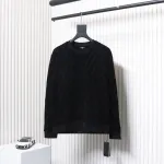 Fendi 22FW Black FF Pique Flocking Long Sleeve Crewneck Hoodie