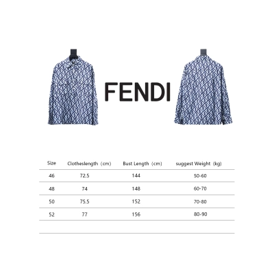 Fendi 23 Styles Blue Double FF Full Print Color Matching Long Sleeve Shirt 02