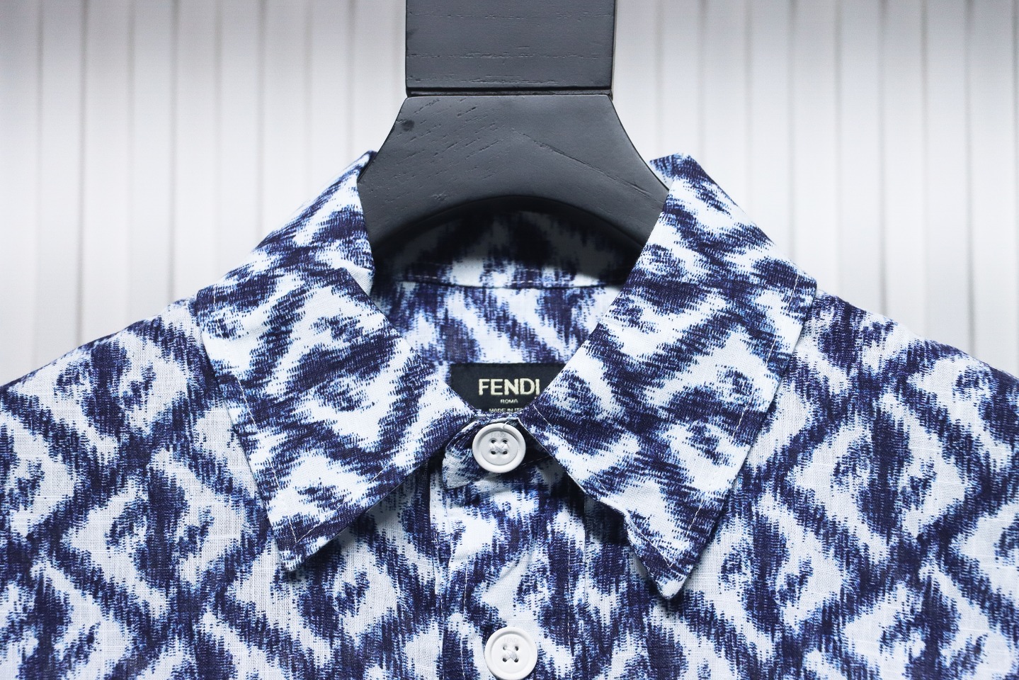 Fendi 23 Styles Blue Double FF Full Print Color Matching Long Sleeve Shirt