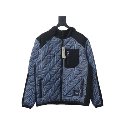 Fendi 23FW Black And Blue All Over Printed FF Nylon Jacket Hooded Cotton Jacket 01