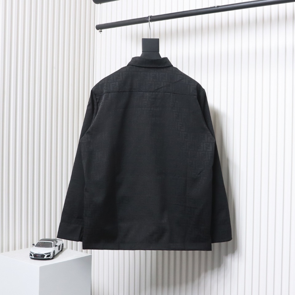 Fendi 23FW FF All Over Print Long Sleeve Shirt Jacket Black