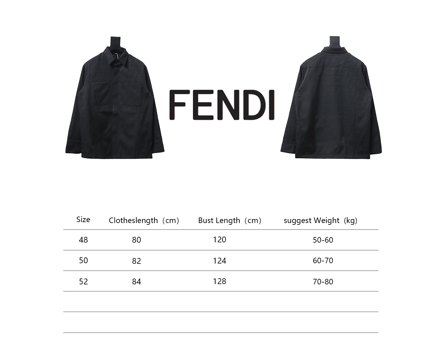 Fendi 23FW FF All Over Print Long Sleeve Shirt Jacket Black