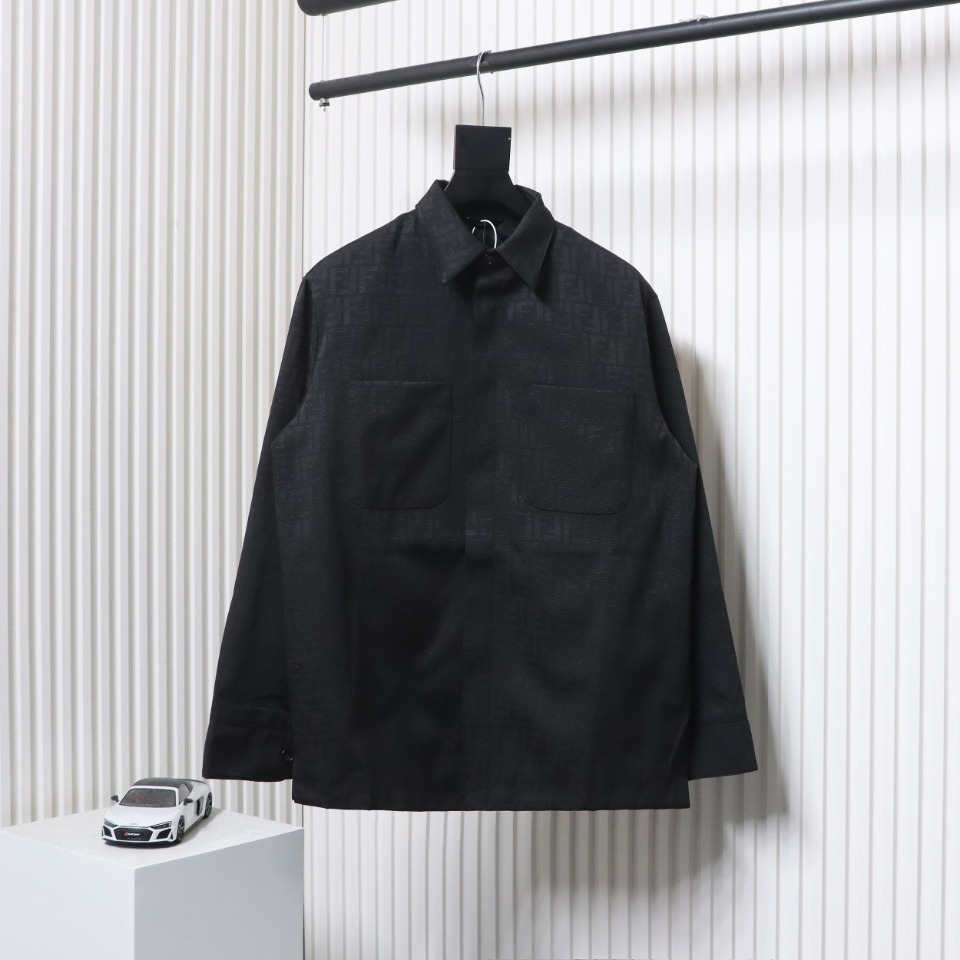 Fendi 23FW FF All Over Print Long Sleeve Shirt Jacket Black