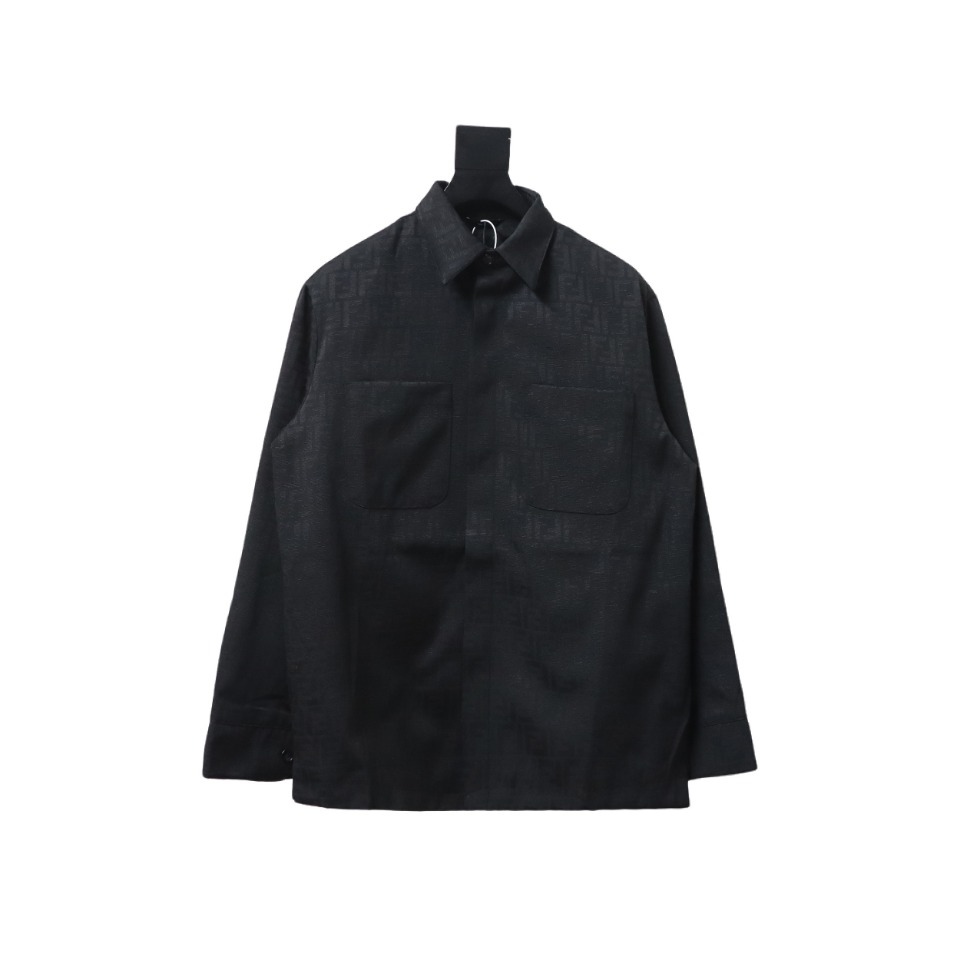 Fendi 23FW FF All Over Print Long Sleeve Shirt Jacket Black