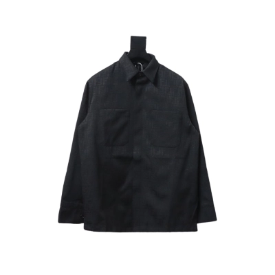 Fendi 23FW FF All Over Print Long Sleeve Shirt Jacket Black 01