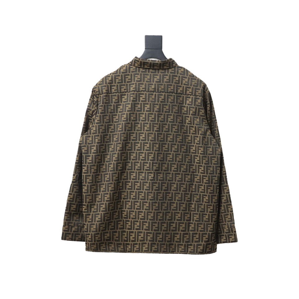 Fendi 23FW FF All Over Print Long Sleeve Shirt Jacket Brown