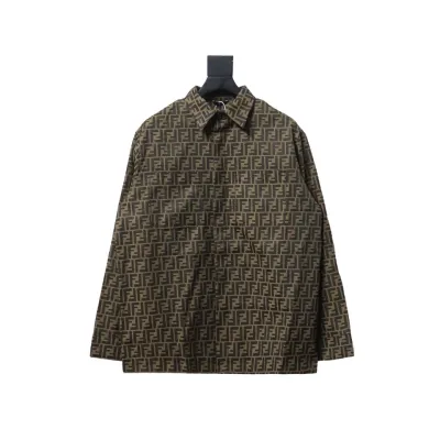 Fendi 23FW FF All Over Print Long Sleeve Shirt Jacket Brown 01