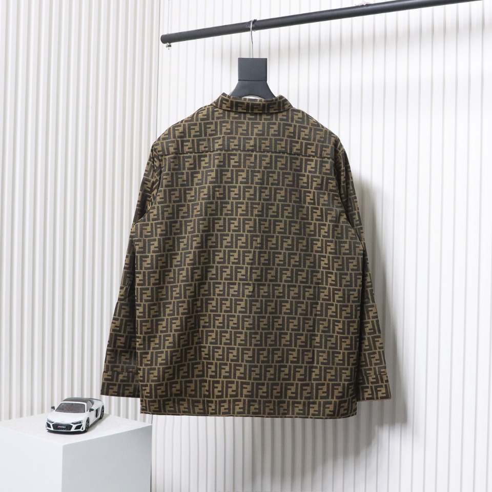 Fendi 23FW FF All Over Print Long Sleeve Shirt Jacket Brown