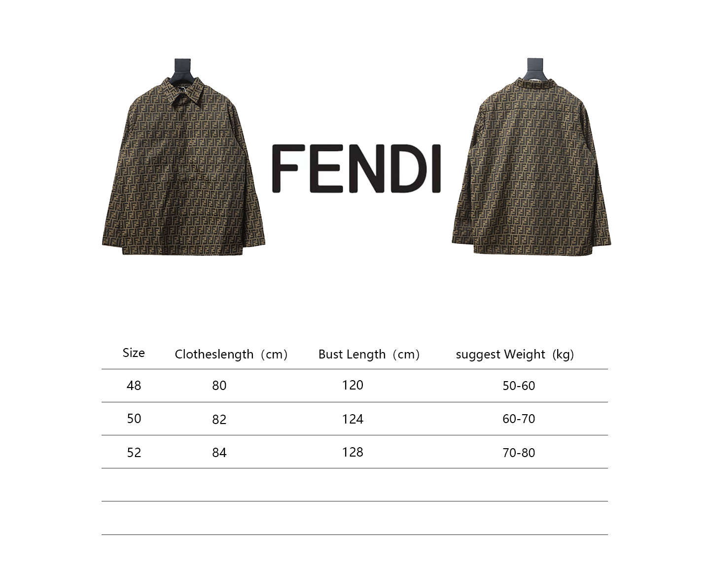 Fendi 23FW FF All Over Print Long Sleeve Shirt Jacket Brown