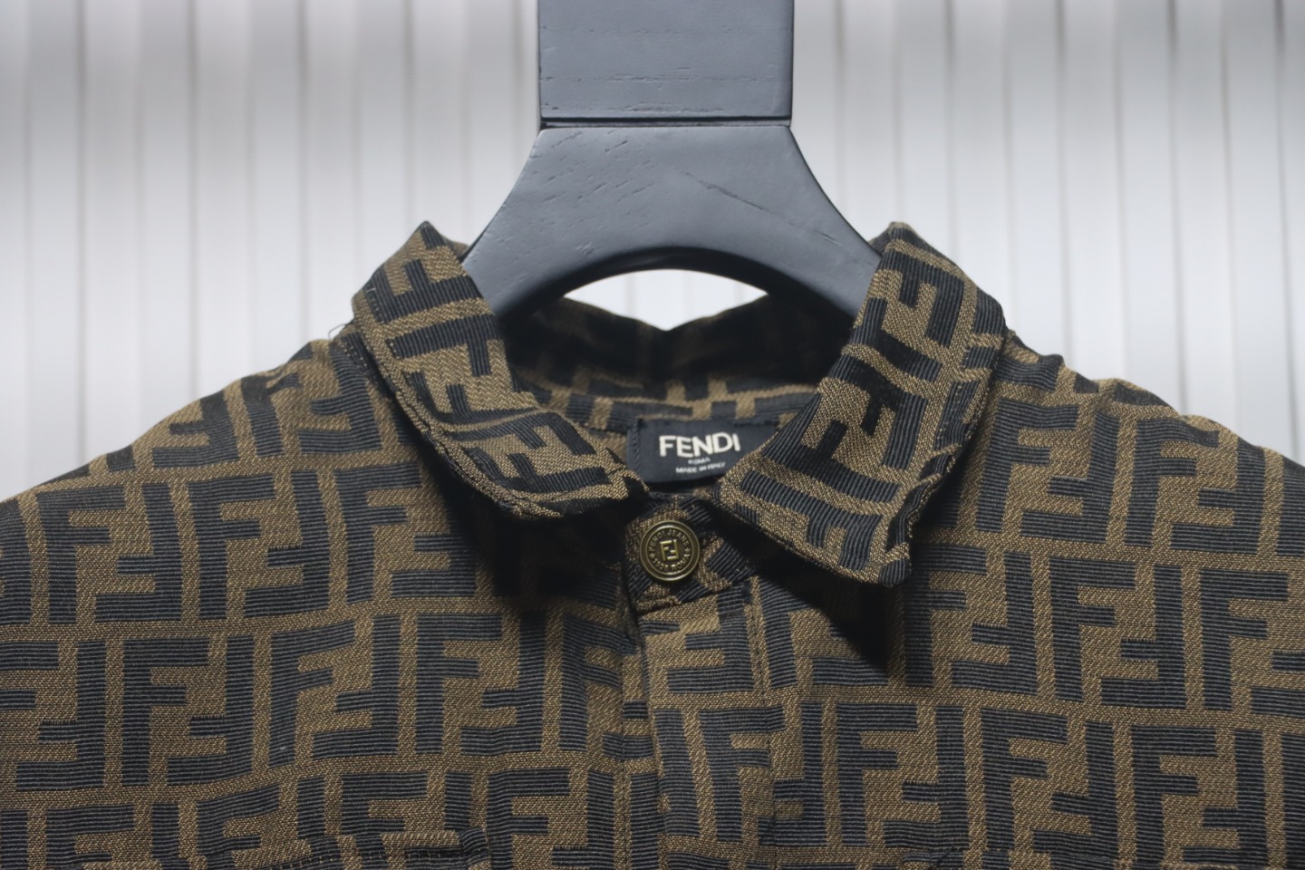 Fendi 24Fw FF Full Print Jacquard Suit Shirt Jacket Brown