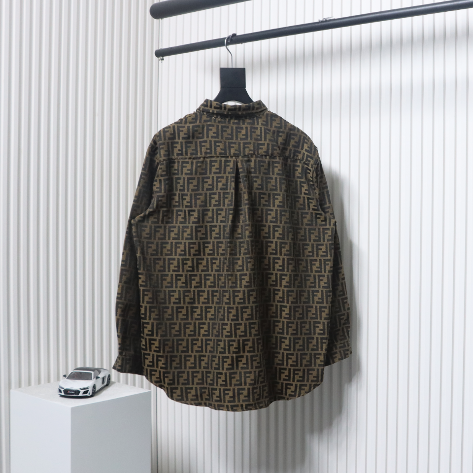 Fendi 24Fw FF Full Print Jacquard Suit Shirt Jacket Brown