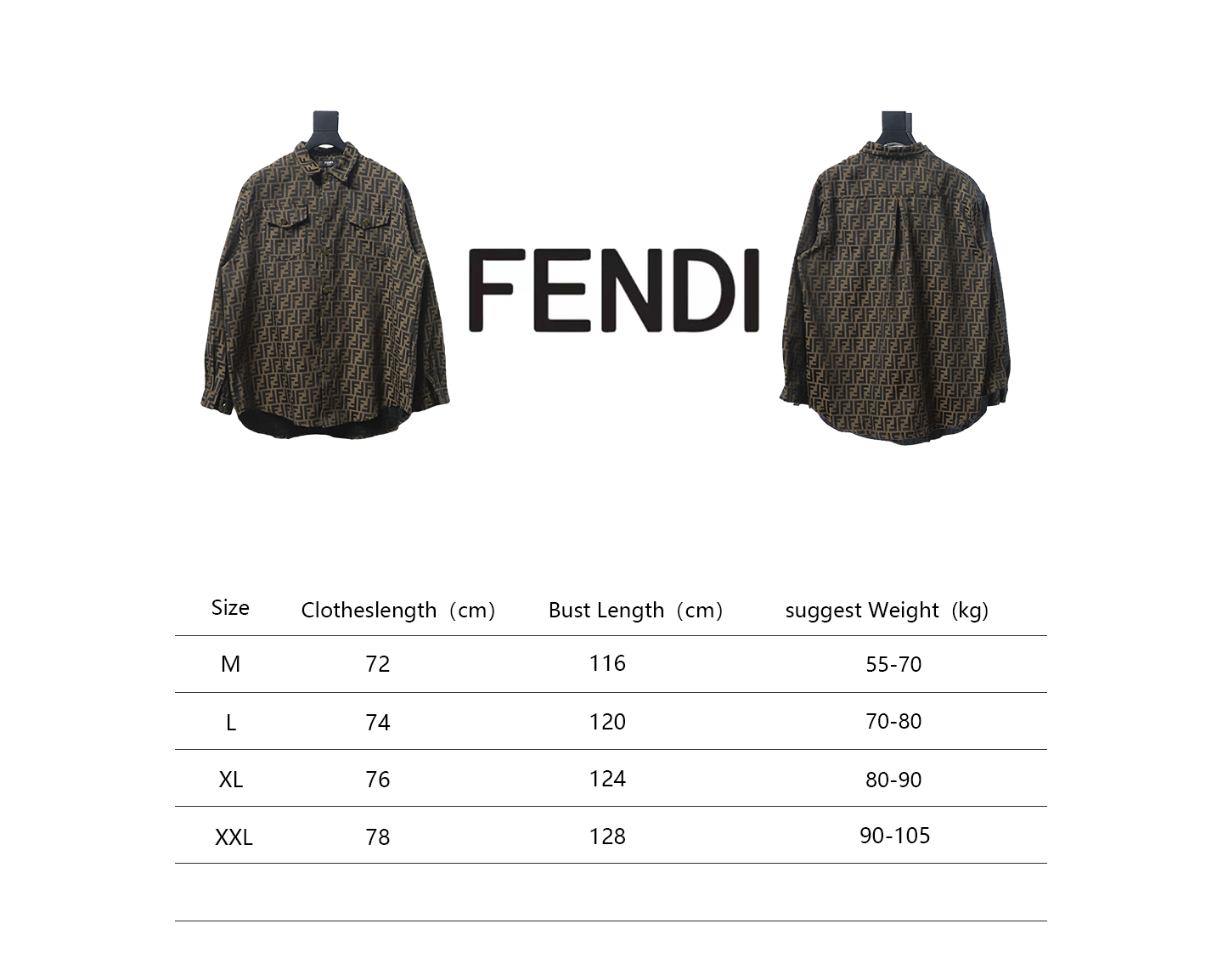 Fendi 24Fw FF Full Print Jacquard Suit Shirt Jacket Brown