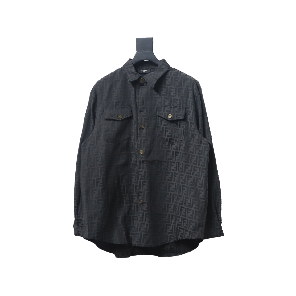 Fendi 24Fw FF Full Print Jacquard Suit Shirt Jacket Black