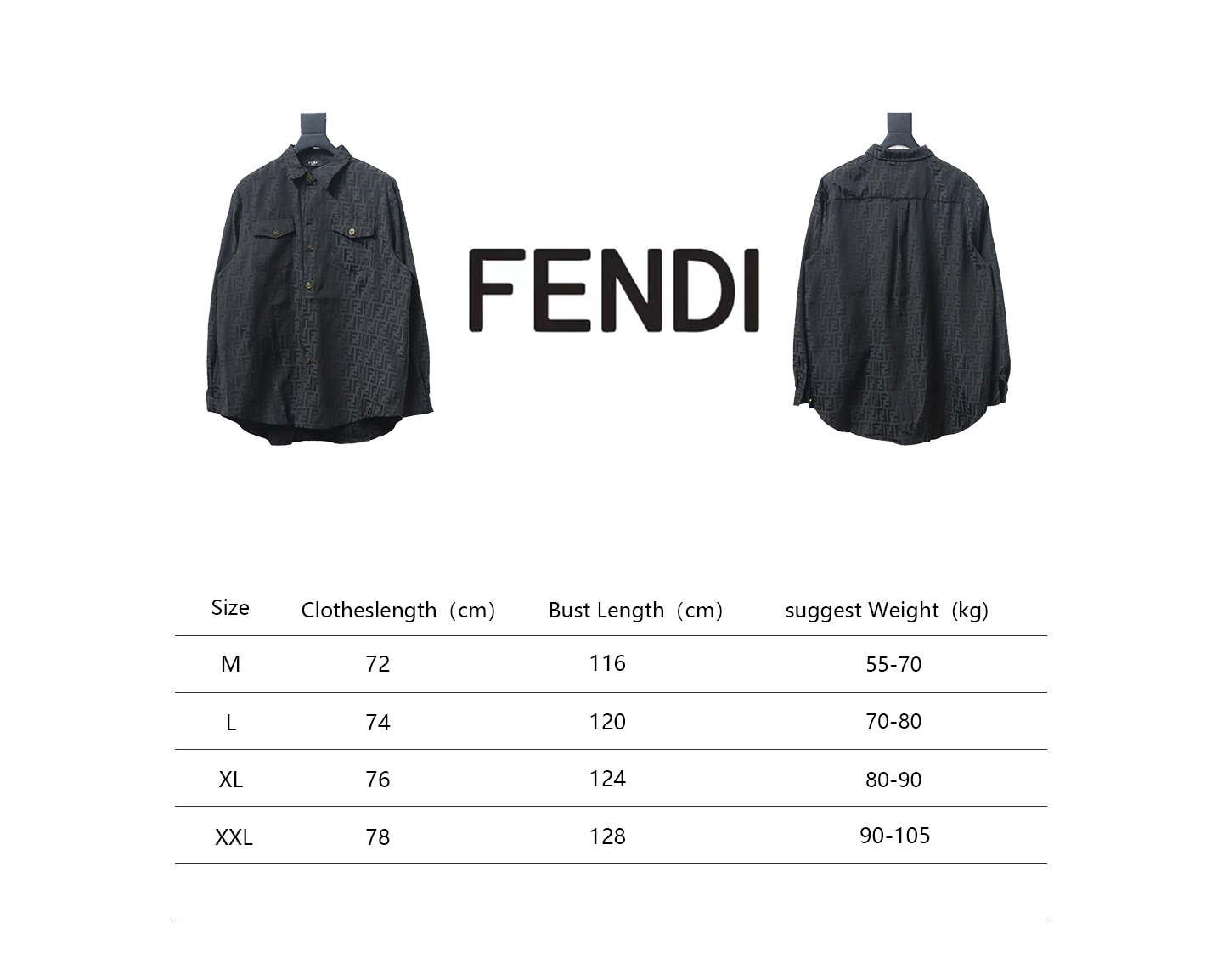Fendi 24Fw FF Full Print Jacquard Suit Shirt Jacket Black