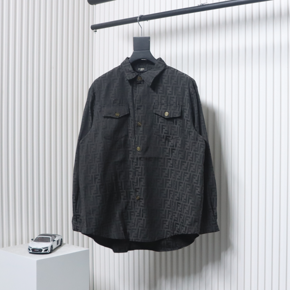 Fendi 24Fw FF Full Print Jacquard Suit Shirt Jacket Black