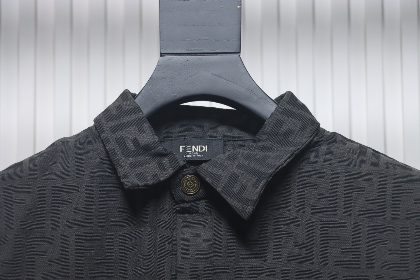 Fendi 24Fw FF Full Print Jacquard Suit Shirt Jacket Black