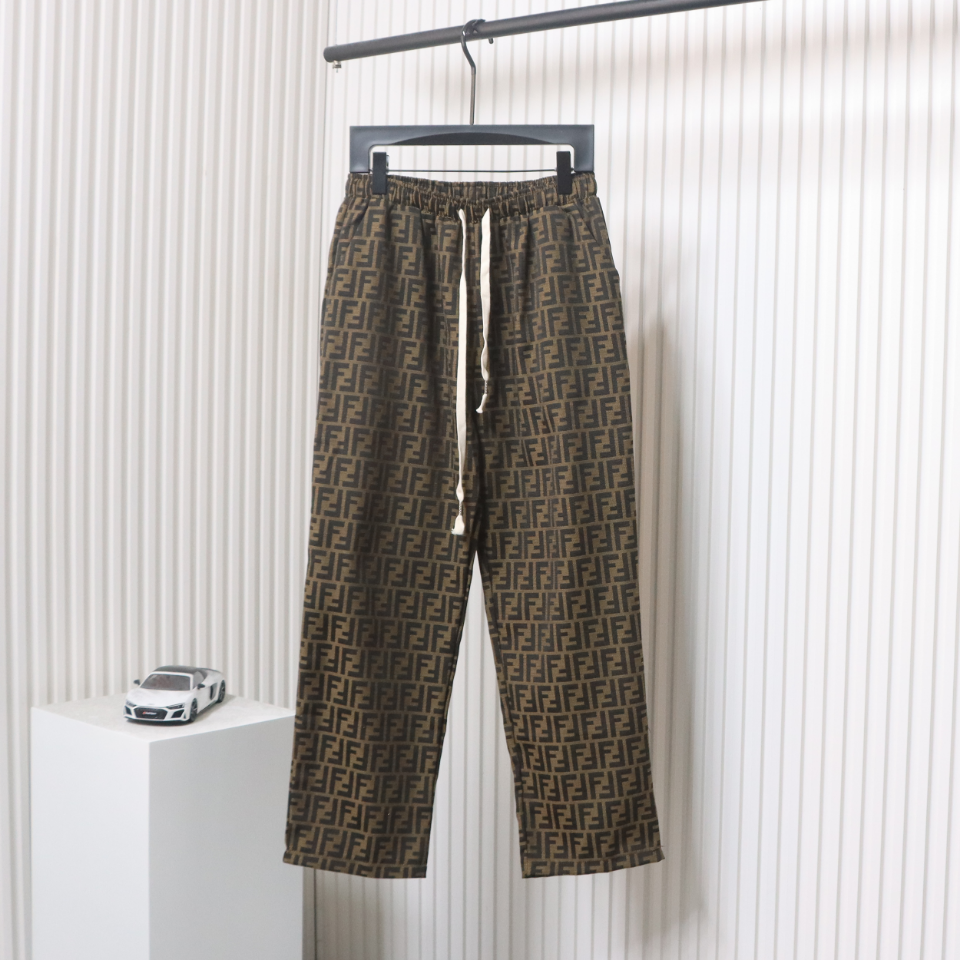 Fendi 24Fw FF Full Print Jacquard Suit Trousers Brown