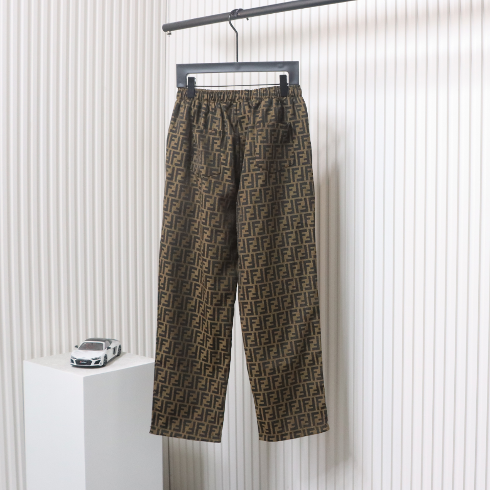 Fendi 24Fw FF Full Print Jacquard Suit Trousers Brown