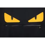 Fendi 24Fw Little Monster Rubber Eyes Zippered Crewneck Hoodie Black