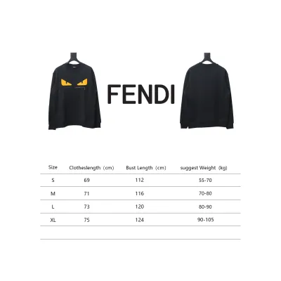 Fendi 24Fw Little Monster Rubber Eyes Zippered Crewneck Hoodie Black 02