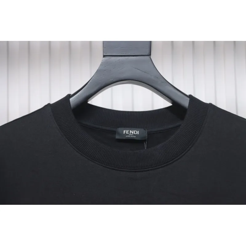 Fendi 24Fw Little Monster Rubber Eyes Zippered Crewneck Hoodie Black