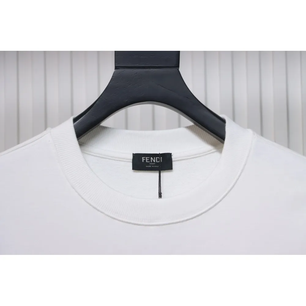 Fendi 24Fw Little Monster Rubber Eyes Zippered Crewneck Hoodie White