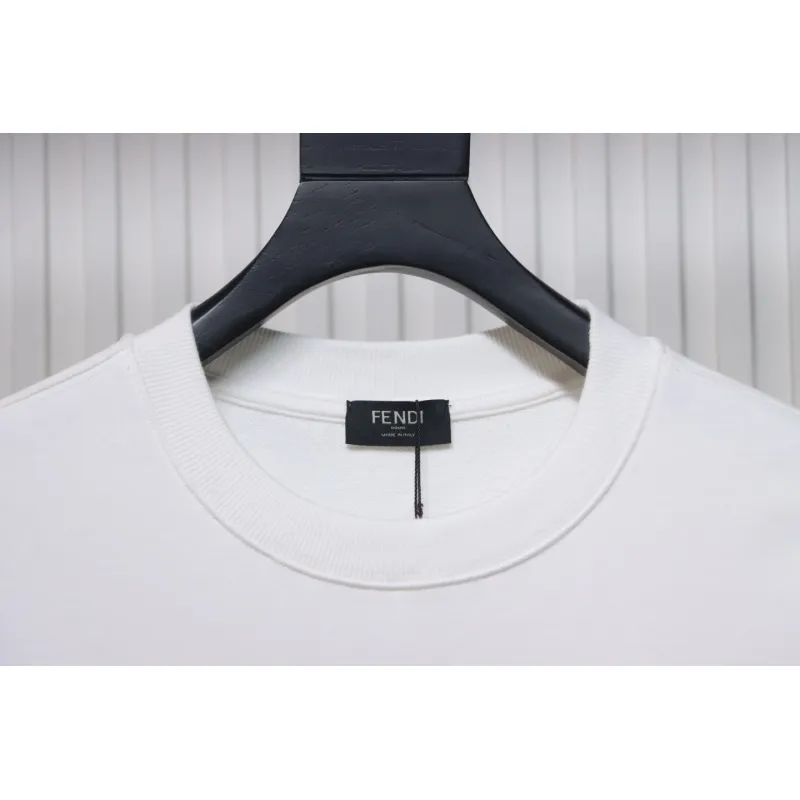 Fendi 24Fw Little Monster Rubber Eyes Zippered Crewneck Hoodie White