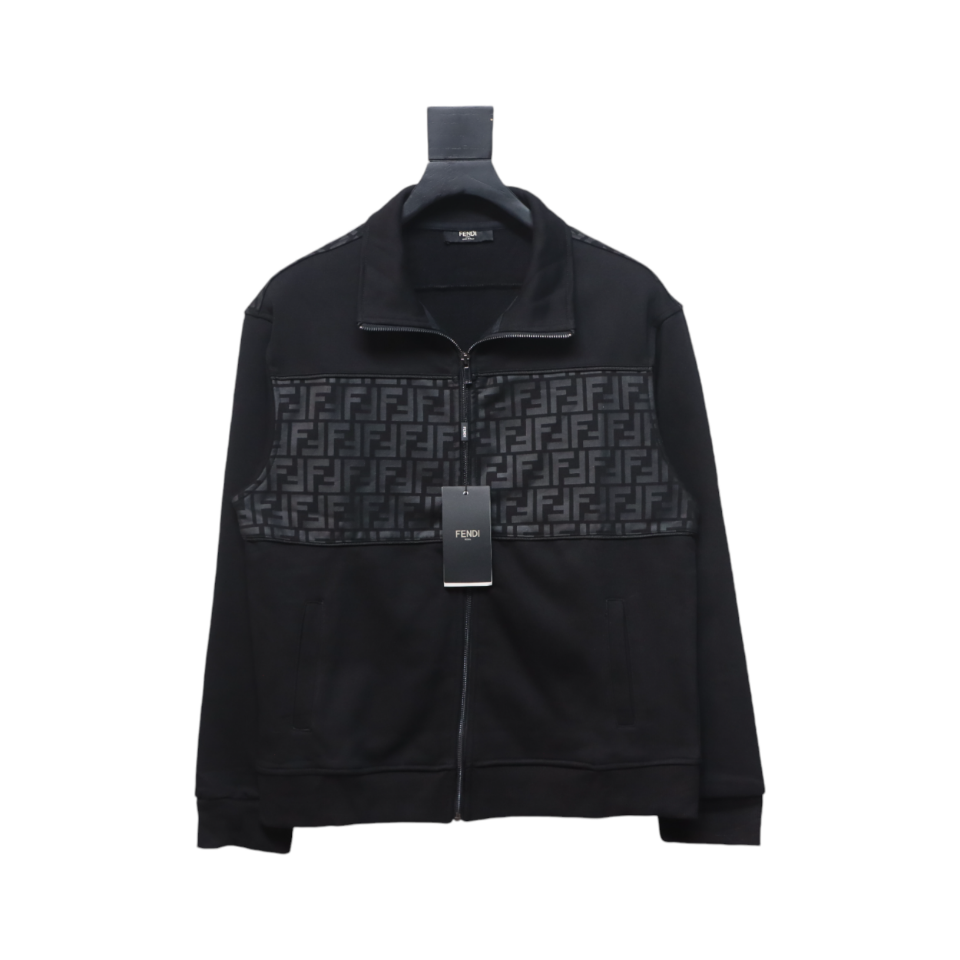 Fendi Double F Monogram Patchwork Zipper Jacket