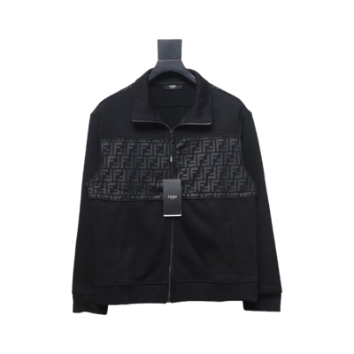 Fendi Double F Monogram Patchwork Zipper Jacket 01