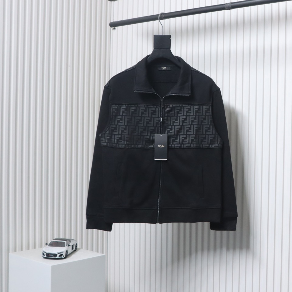 Fendi Double F Monogram Patchwork Zipper Jacket