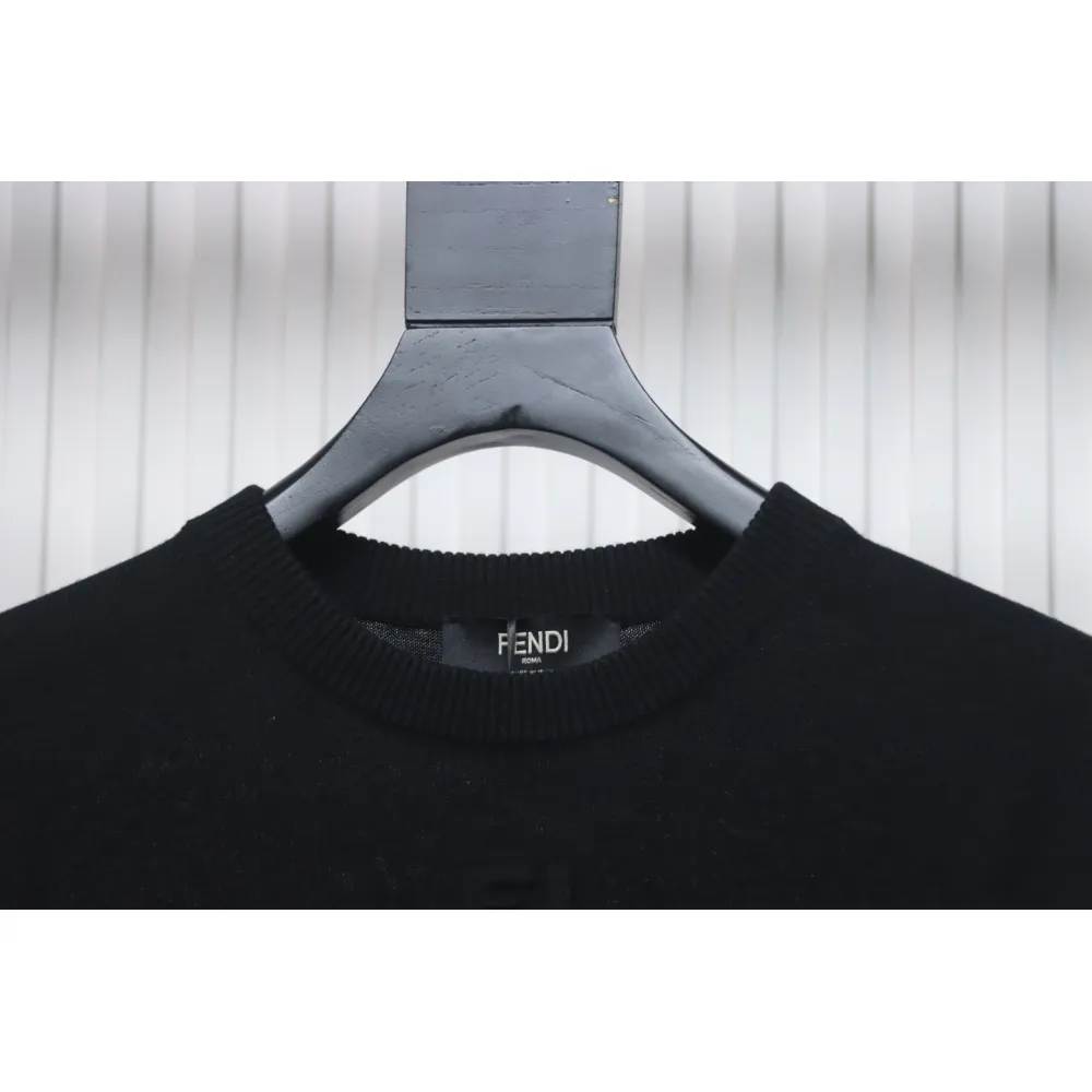 Fendi Embossed FF Knitted Crew Neck Sweater