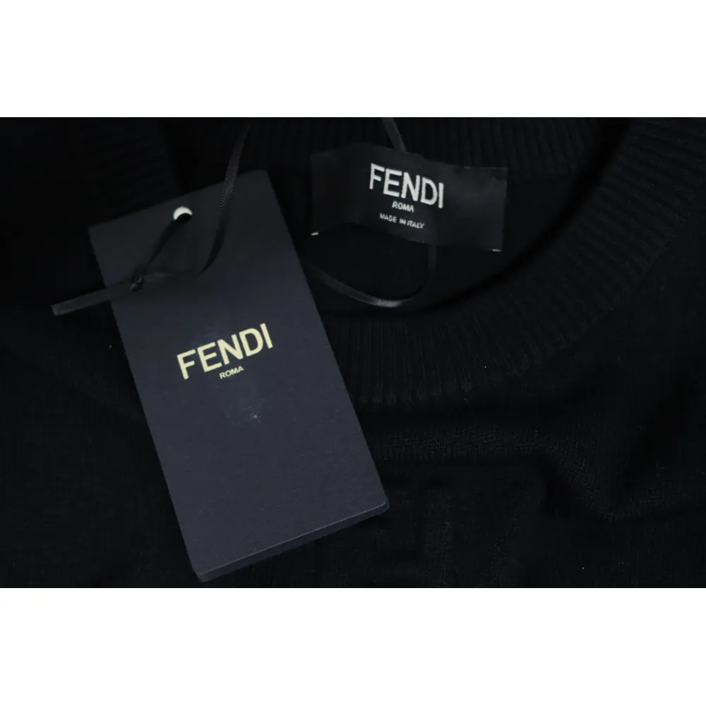 Fendi Embossed FF Knitted Crew Neck Sweater