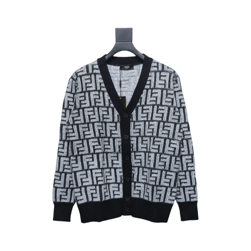 Fendi FF Jacquard Cardigan Sweater