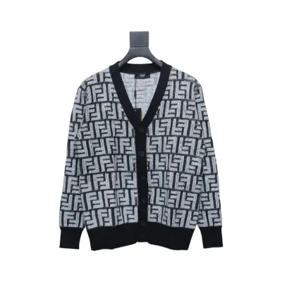 Fendi FF Jacquard Cardigan Sweater 01