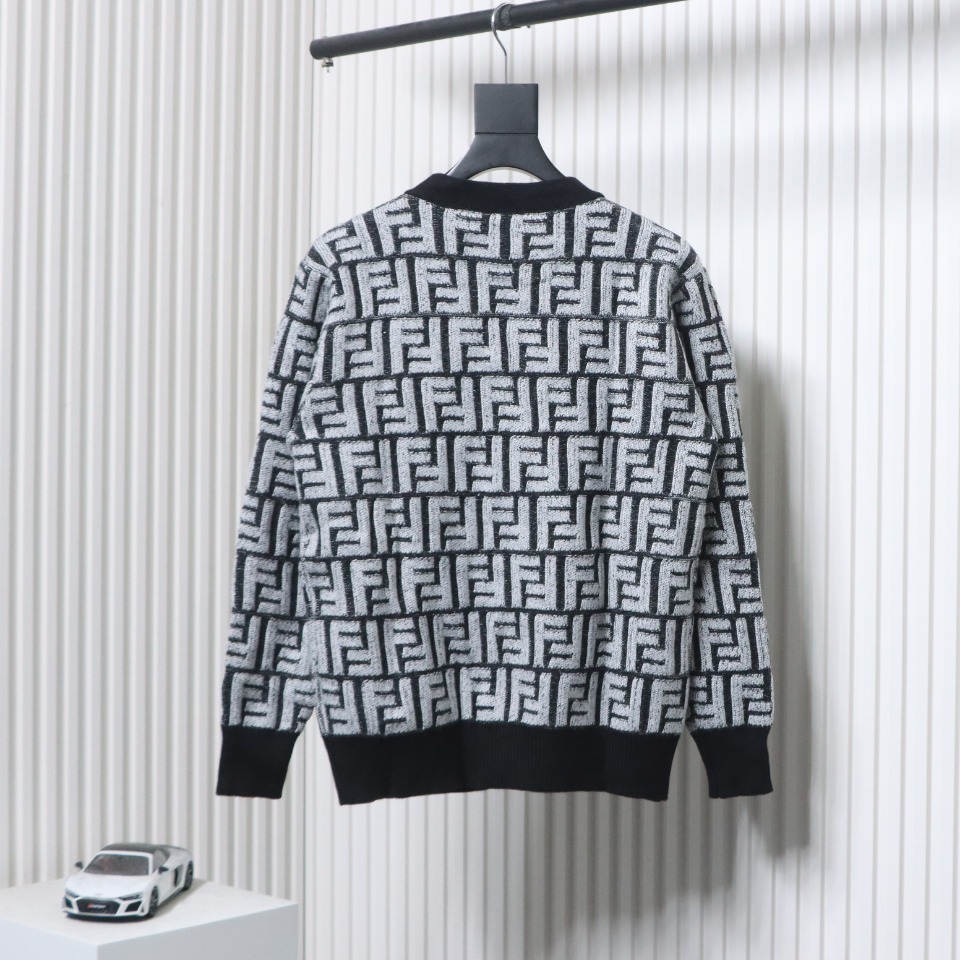 Fendi FF Jacquard Cardigan Sweater
