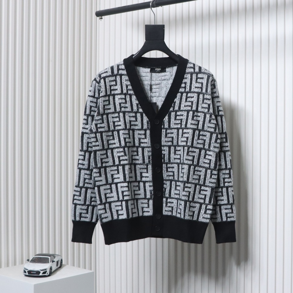 Fendi FF Jacquard Cardigan Sweater