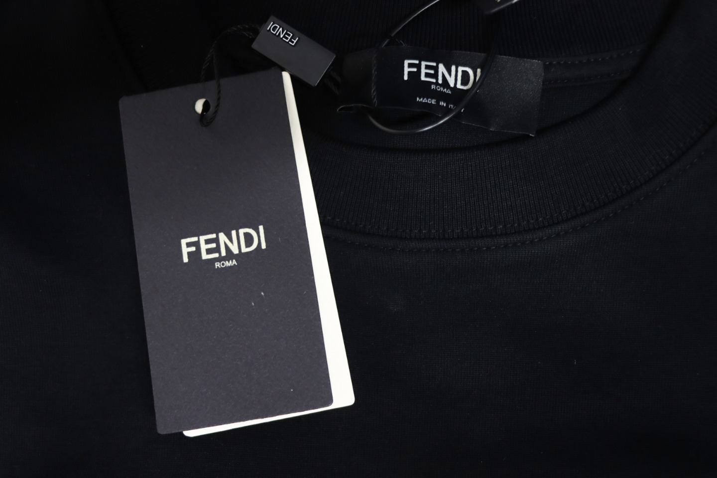 Fendi Funny Cartoon Letter Round Neck Hoodie Black