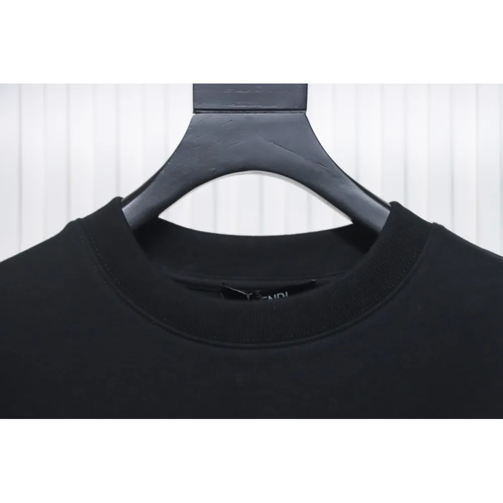Fendi Funny Cartoon Letter Round Neck Hoodie Black
