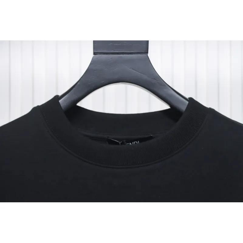 Fendi Funny Cartoon Letter Round Neck Hoodie Black