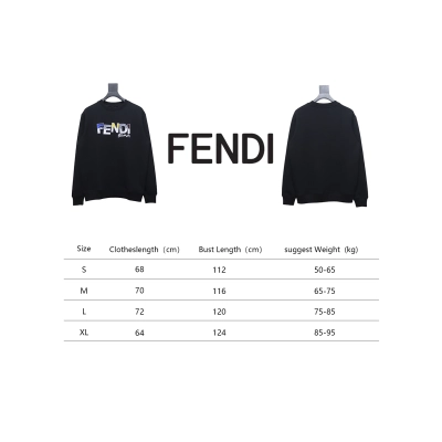 Fendi Funny Cartoon Letter Round Neck Hoodie Black 02