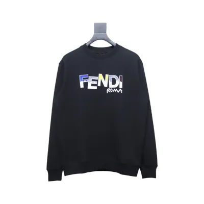 Fendi Funny Cartoon Letter Round Neck Hoodie Black 01