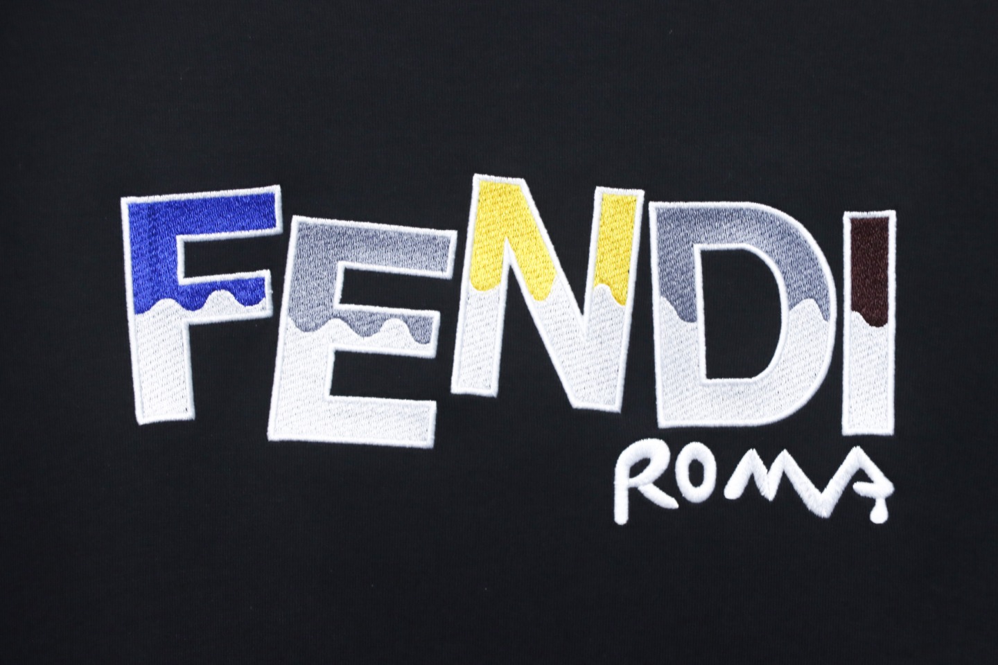 Fendi Funny Cartoon Letter Round Neck Hoodie Black